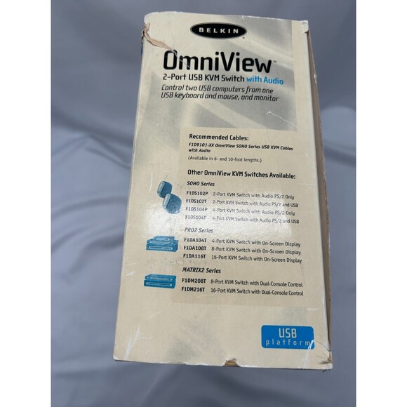 BELKIN OmniView SOHO F1DS102U 2-Port External KVM Switch w Audio- NO FLASH CABLE - Picture 5 of 15